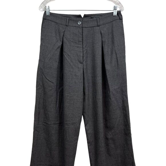 All Saints Womens Spitalfields Wool Dress Pants Pleated Slash Pockets Charcoal 8 - Picture 2 of 6